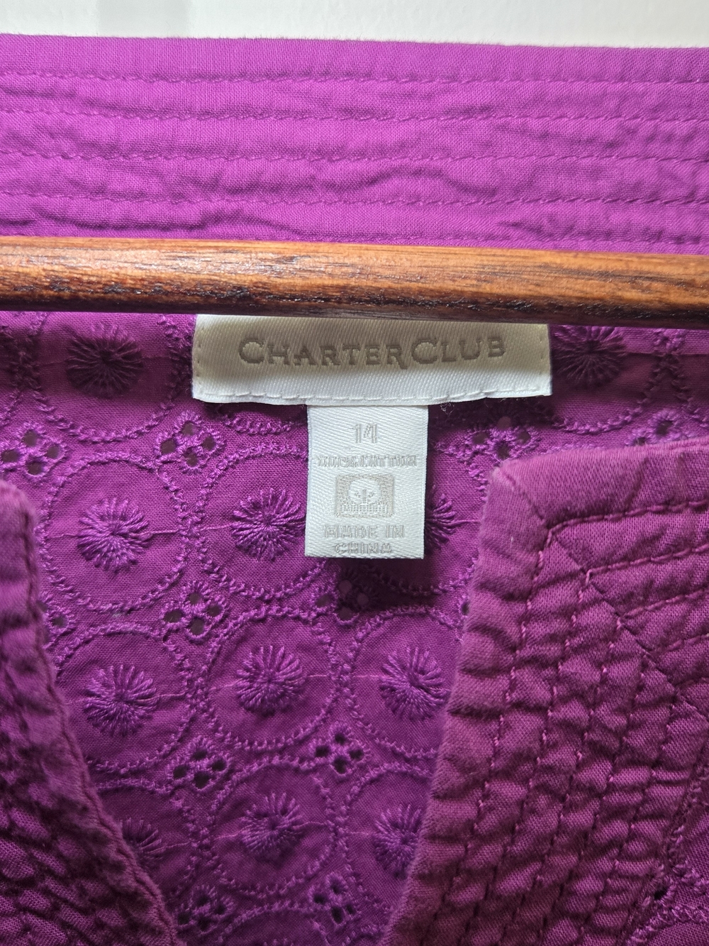 Charter Club Eyelet Knit Tunic - Vibrant Magenta - Picture 3 of 9